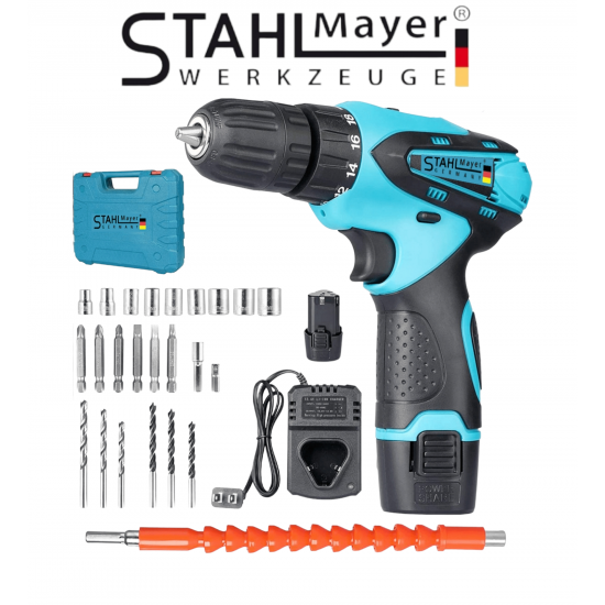 Акумулаторен Двускоростен Винтоверт STAHL MAYER 24V + Накрайници